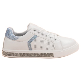 Ideal Shoes Sportssko med cubic zirconia hvid
