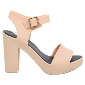 Højhælede sandaler meliski beige KM202 D.BEIGE / NAVY