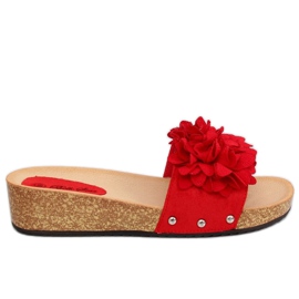 Rød S63 Røde flip-flops med blomster
