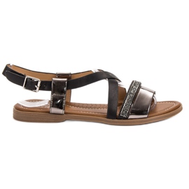 Small Swan Sandaler med krystaller sort