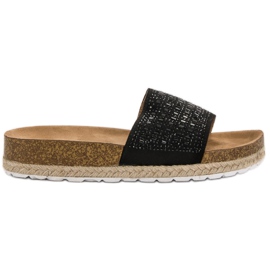 Seastar Sorte hjemmesko med cubic zirconia