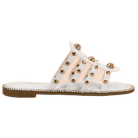 Renda Hjemmesko med rhinestones hvid