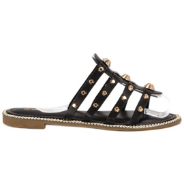 Renda Hjemmesko med rhinestones sort