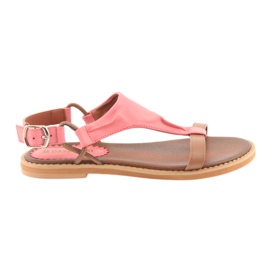 M.Daszyński Sandaler flad hæl Daszyński Living Coral brun rød
