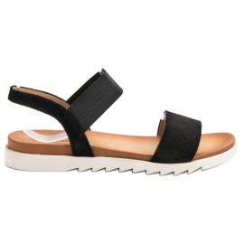 Primavera Sorte sandaler med viskelæder