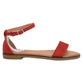 Laura Mode Klassiske flade sandaler rød