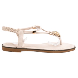 SHELOVET Beige sandaler med elastikbånd