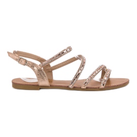 L. Lux. Shoes Flade sandaler med cubic zirconia lyserød