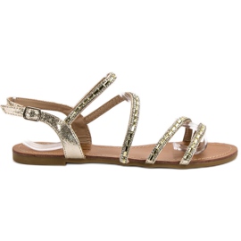 L. Lux. Shoes Flade sandaler med cubic zirconia gul