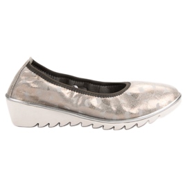 Filippo Læder Ballerina On Wedge beige gylden