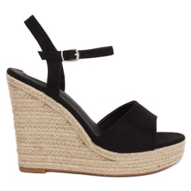 Sort Espadrilles på kiler LL-190 Sort