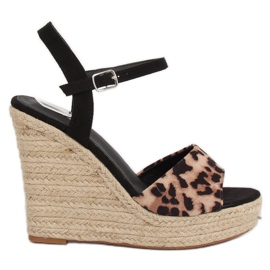 Espadrilles på kile-leoparden LL-190 Leopard brun