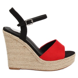 Røde Espadriller på kiler, rød LL-190 Rød