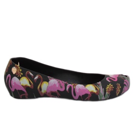 Meliski med flamingoer sort CK85 Sort lilla flerfarvet