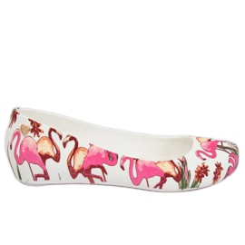 Meliski med hvide flamingoer CK85 Hvid violet flerfarvet