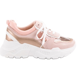 SHELOVET Gennemsigtige sneakers på platformen lyserød