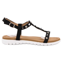 SHELOVET Sorte sandaler med nitter