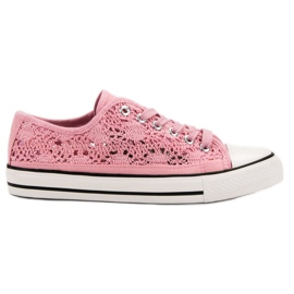 Renda Sneakers i blonder lyserød