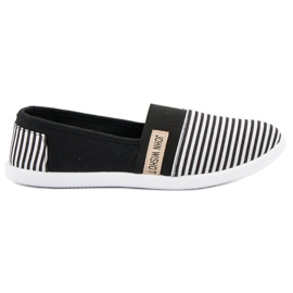 SHELOVET Stribede Slipons sort