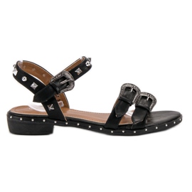 Small Swan Sorte sandaler med nitter