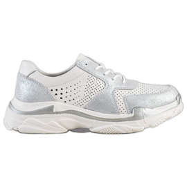 Goodin Læder Sneakers Med Glitter hvid