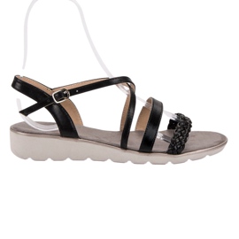 Kylie Sorte sandaler på platformen