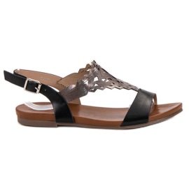 Kylie Stilfulde flade sandaler sort