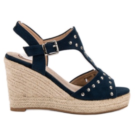 Kylie Sandaler med strass marine blå