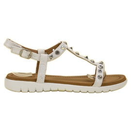 SHELOVET Hvide sandaler med nitter