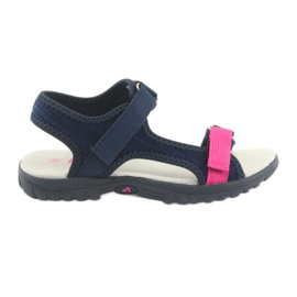 Sandaler med en American Club RL10 navy læderindsats lyserød marineblå