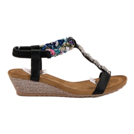 SHELOVET Sandaler med ornamenter sort
