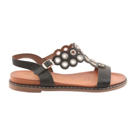 Sandaler til kvinder med sorte rhinestones af Sergio Leone