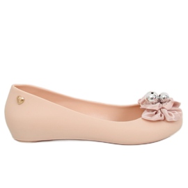 Ballerinas meliski med en sløjfe pink CK-86P Beige lyserød