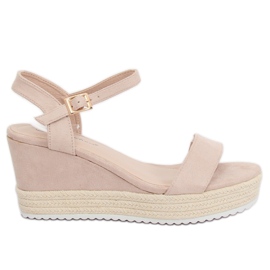 Beige sandaler på en kile espadrilles LY9109 Beige