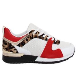 Hvide sportssko B-01 HVID / LEOPARD sort brun flerfarvet