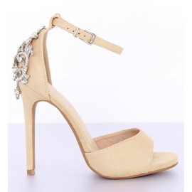 Sandaler på stilett med sten beige 9509-502 Beige II-GAT