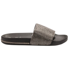 Best Shoes Hjemmesko med cubic zirconia sort