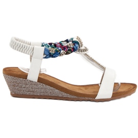 SHELOVET Slip-on sandaler med cubic zirconia hvid