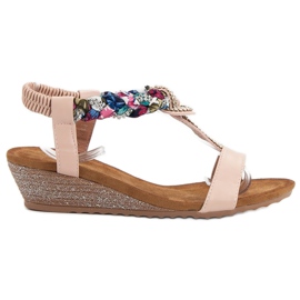 SHELOVET Slip-on sandaler med cubic zirconia lyserød