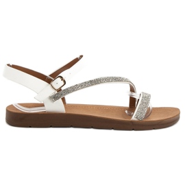 Camo Sandaler med cubic zirconia hvid