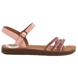 Camo Flade sandaler med cubic zirconia lyserød
