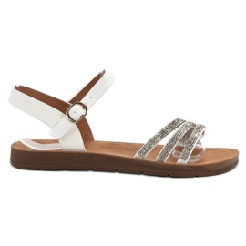 Camo Flade sandaler med cubic zirconia hvid