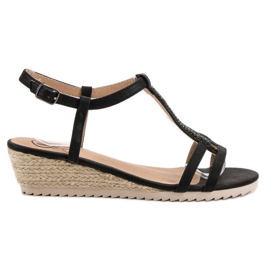 Kylie Komfortable kile sandaler sort