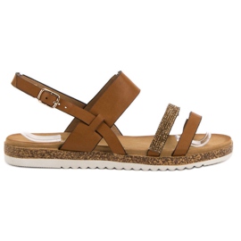 SHELOVET Sandaler med cubic zirconia brun