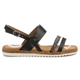 SHELOVET Sandaler med cubic zirconia sort