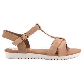 EXQUILY Klassiske sandaler i ruskind brun
