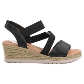 SHELOVET Slip-on sandaler på kile sort