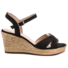 Best Shoes Sorte sandaler på kile