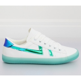 Hvidgrønne kvinders sneakers B0-08 WHITE / L.GREEN II-GAT