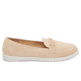 Kvinder beige loafers BJ600-E25 Abrikos